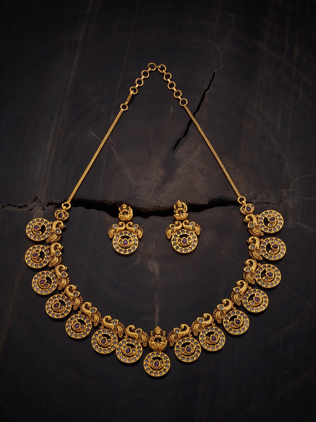 

Kushal's Fashion Jewellery Stone-Studded Jewellery Set, Gold