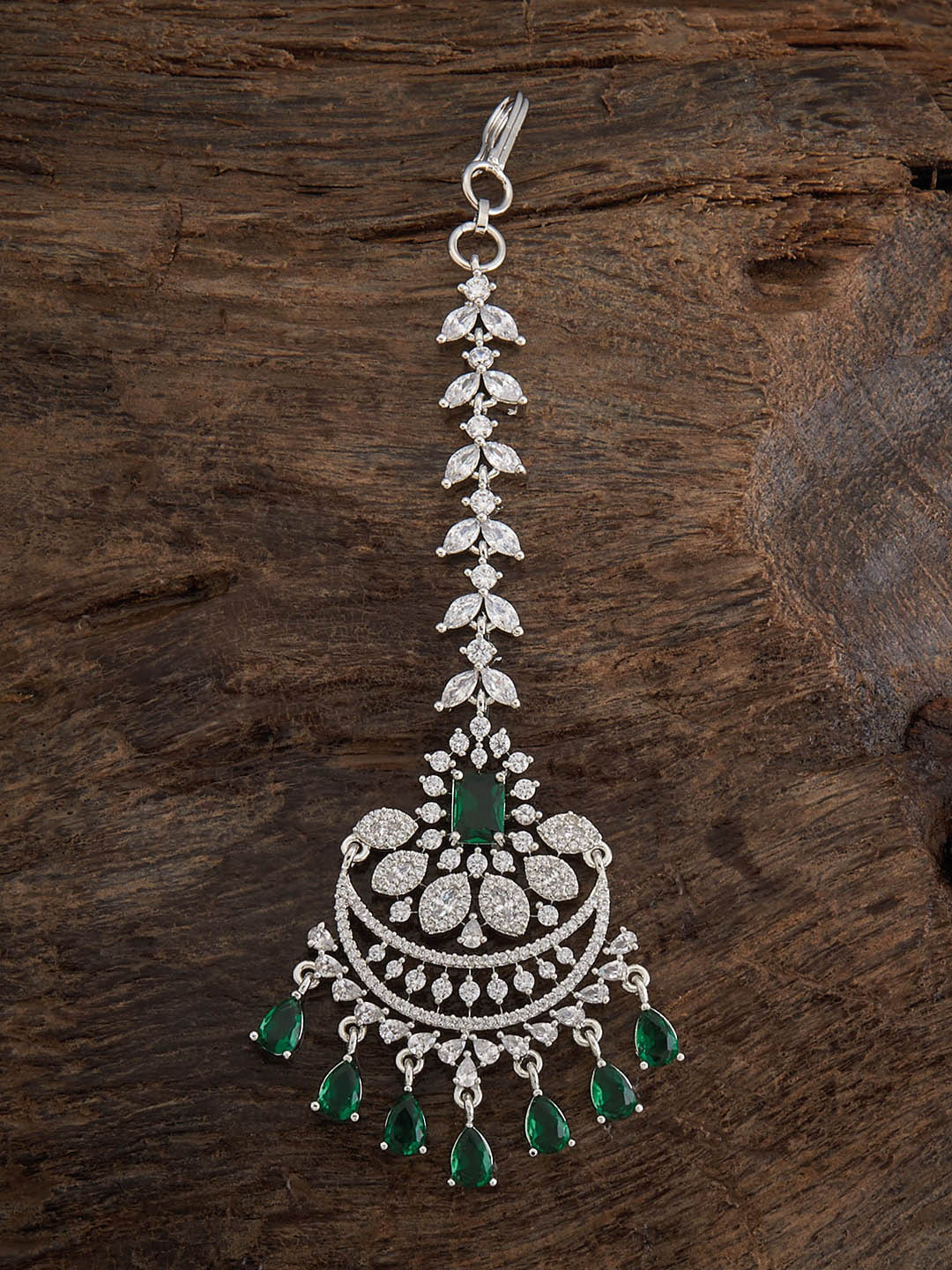 

Kushal's Fashion Jewellery Rhodium-Plated Stone-Studded Head Jewellery, Silver