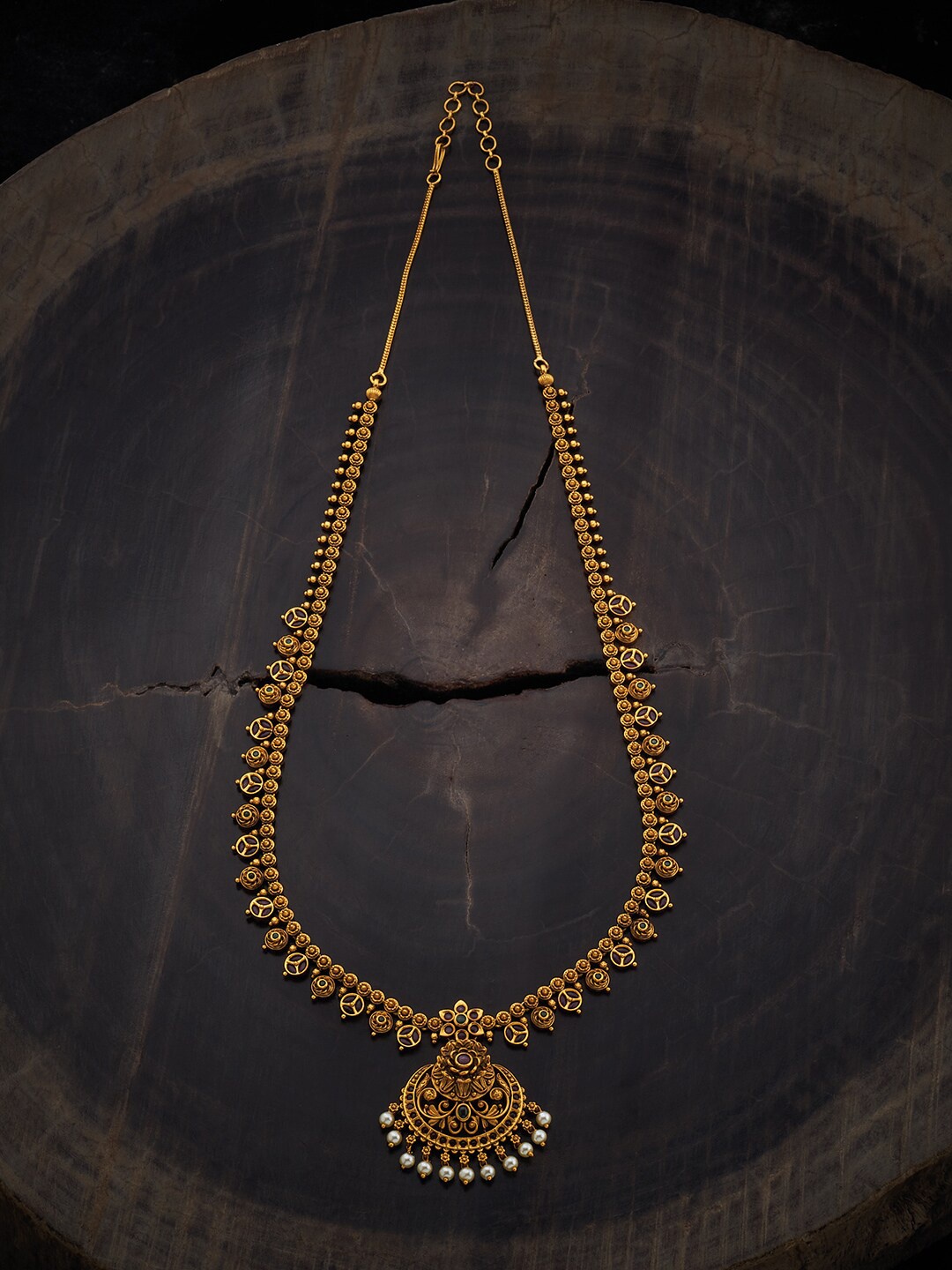 

Kushal's Fashion Jewellery Stone Studded Silver Antique Necklace, Red
