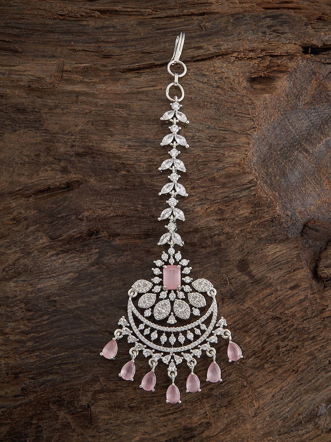 

Kushal's Fashion Jewellery Gold-Plated CZ Studded Maang Tikka
