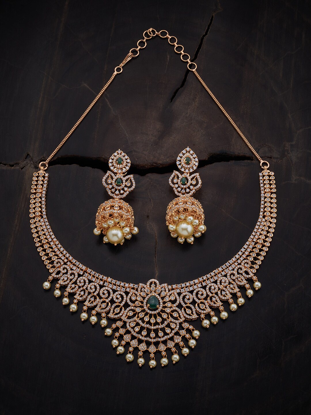 

Kushal's Fashion Jewellery Gold-Plated CZ-Studded Jewellery Set