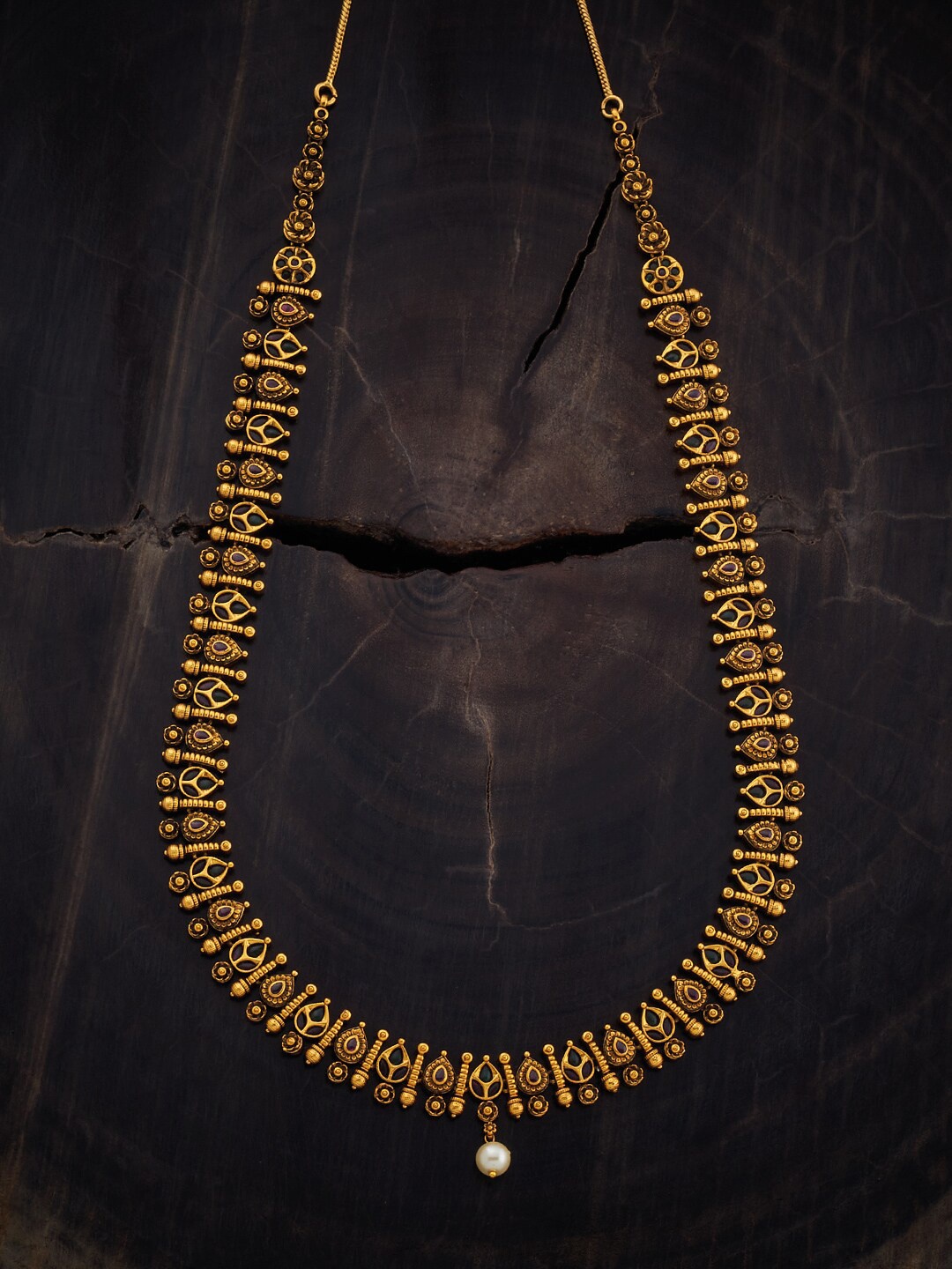 

Kushal's Fashion Jewellery Stone Studded Silver Antique Necklace, Gold
