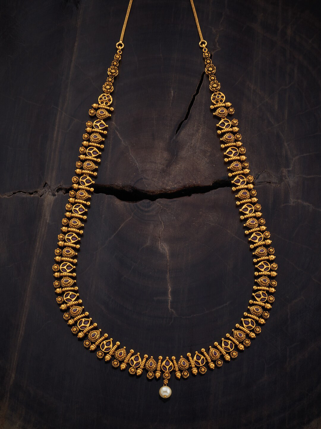 

Kushal's Fashion Jewellery Stone Studded Silver Antique Necklace, Gold