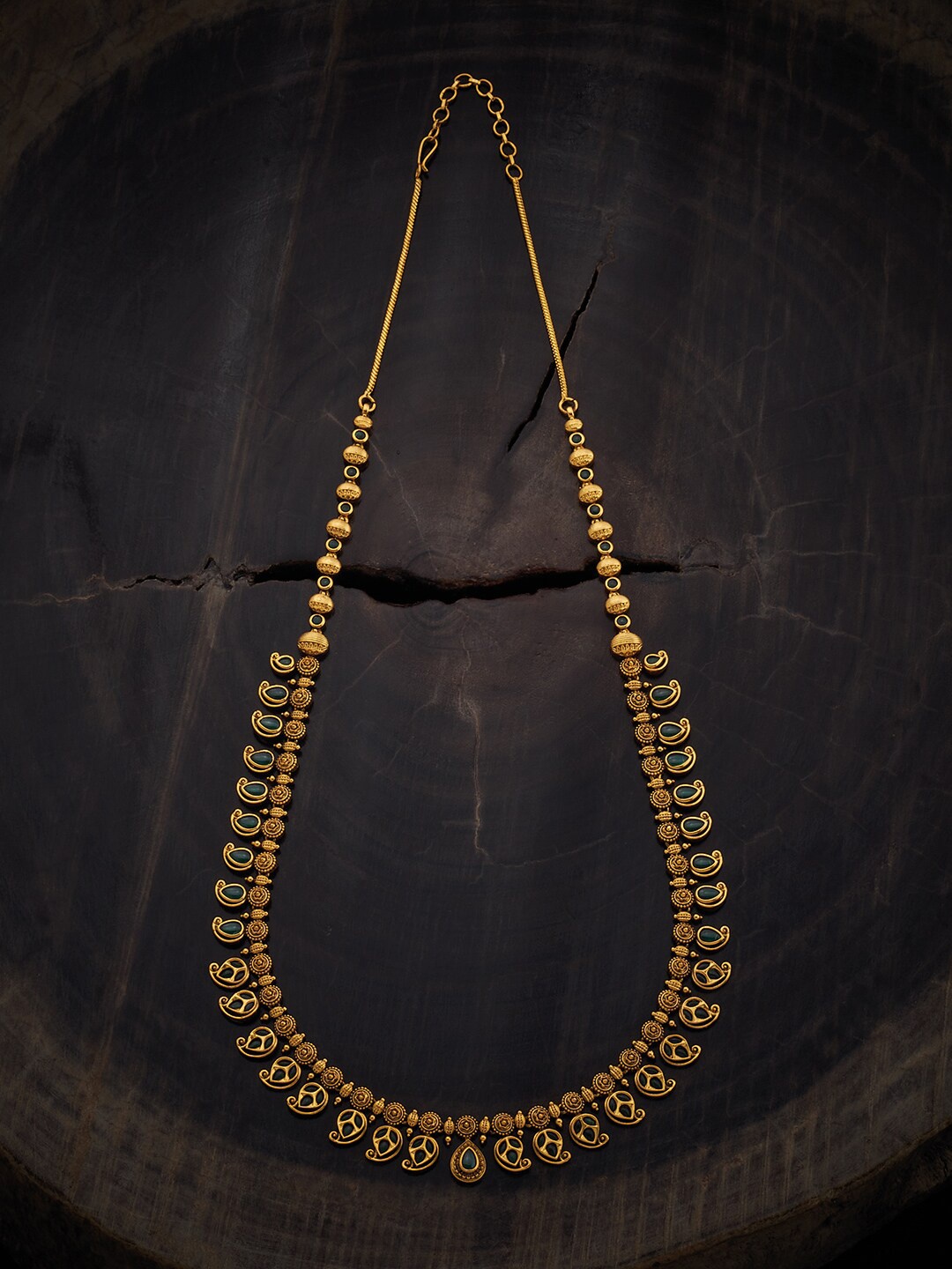 

Kushal's Fashion Jewellery Stone Studded Silver Antique Necklace, Gold