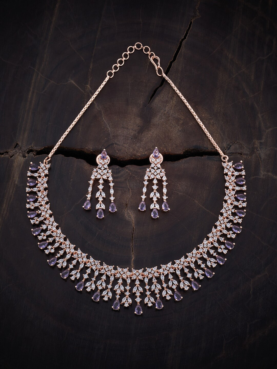 

Kushal's Fashion Jewellery Rose Gold-Plated Zircon-Studded Jewellery Set