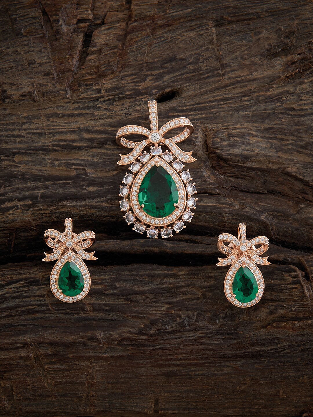

Kushal's Fashion Jewellery Rose Gold-Plated Zircon-Studded Jewellery Set