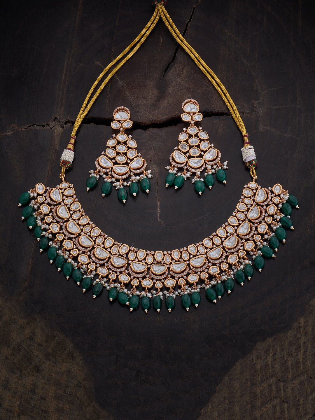 

Kushal's Fashion Jewellery Gold-Plated Kundan-Studded Jewellery Set