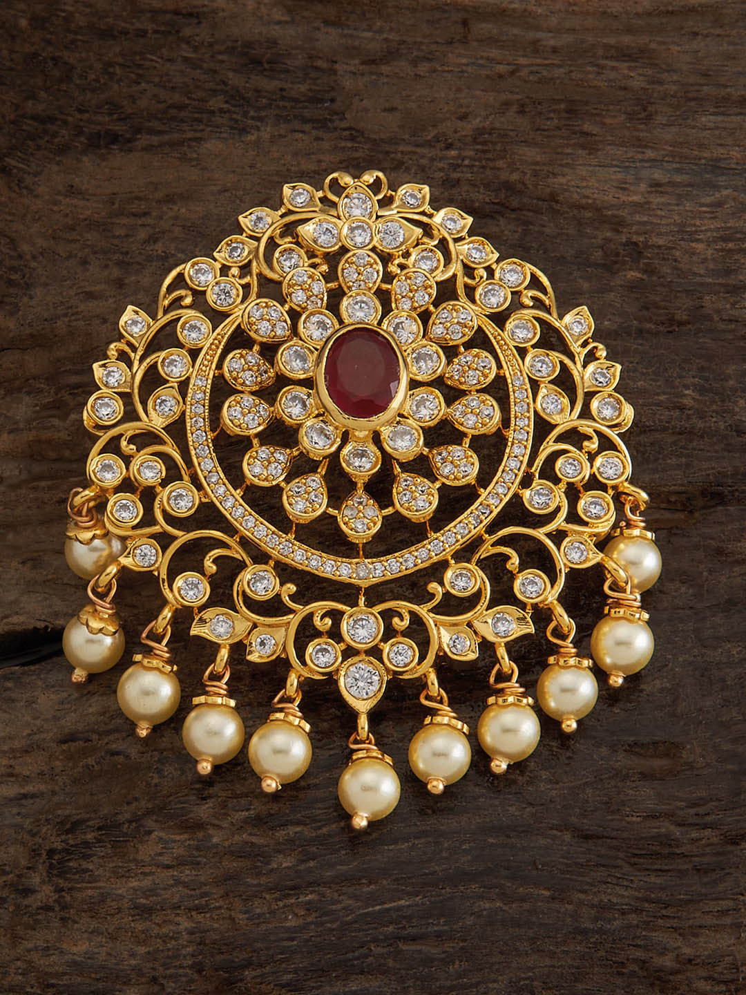 

Kushal's Fashion Jewellery 925 Silver Gold-Plated CZ Pendant