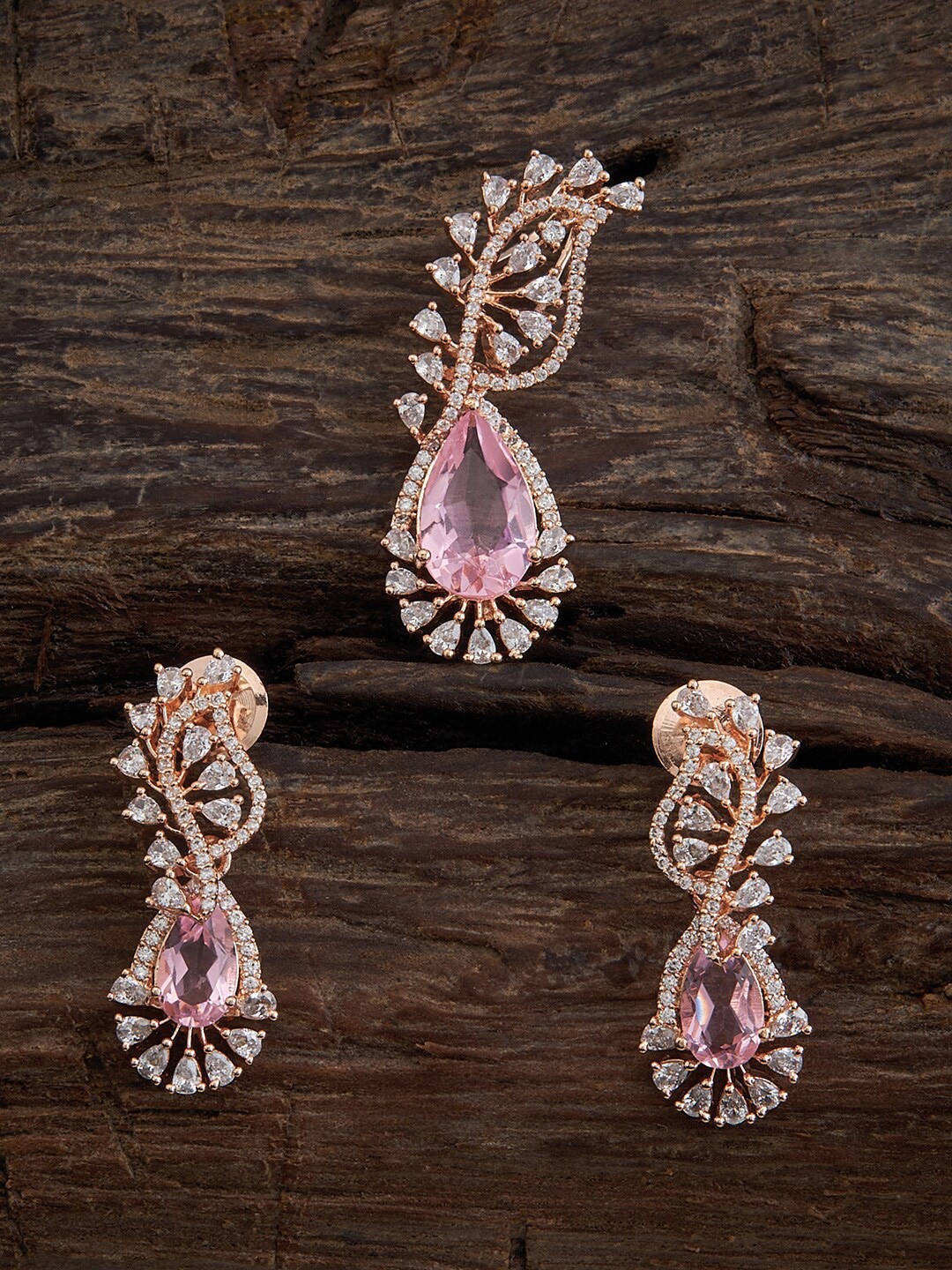 

Kushal's Fashion Jewellery Rose Gold-Plated Zircon-Studded Jewellery Set