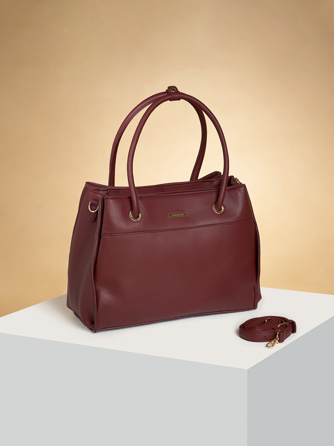 

Forever Glam by Pantaloons Oversized Structured Shoulder Bag, Maroon