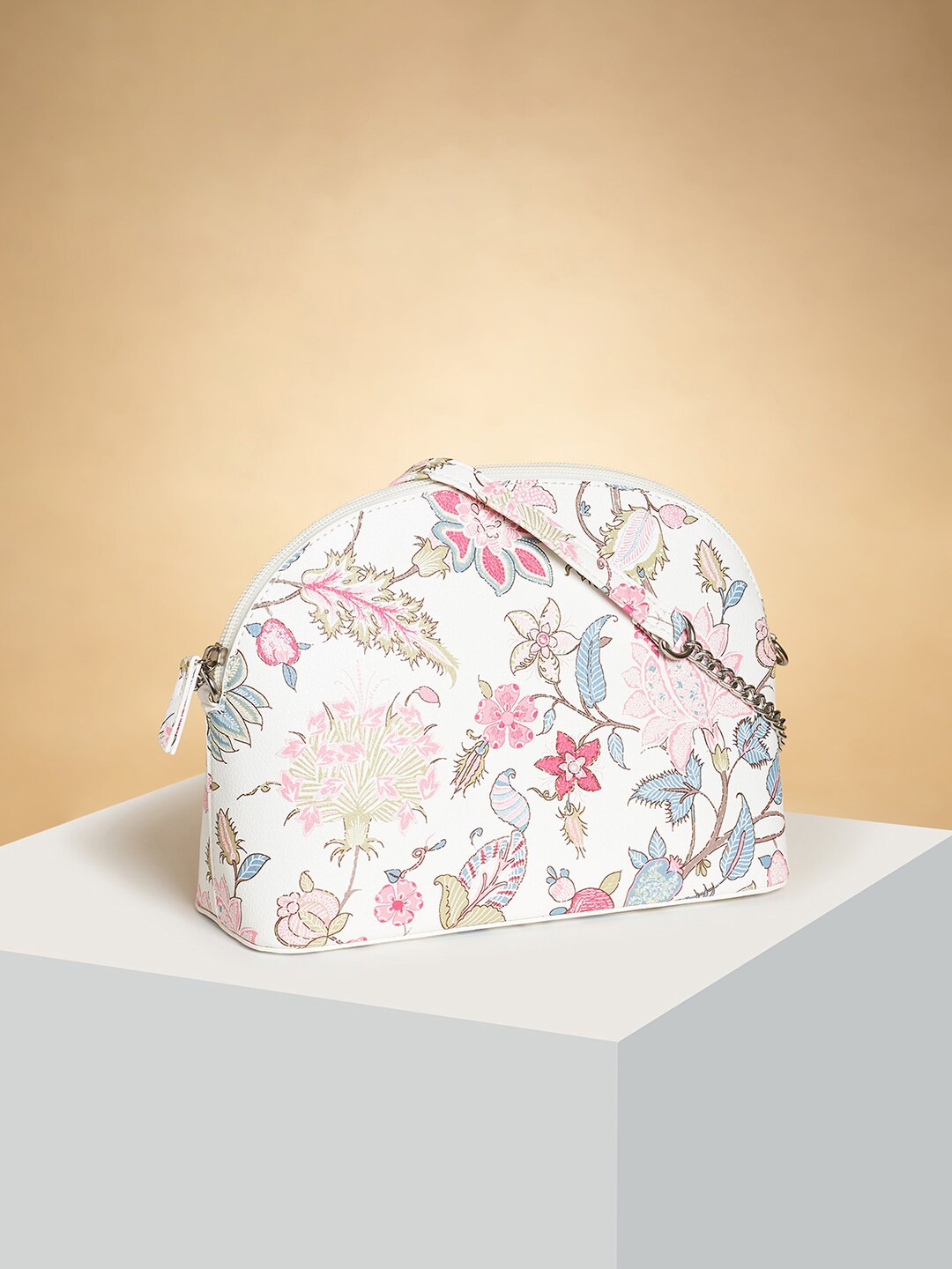 

Forever Glam by Pantaloons Floral Structured Shoulder Bag with Bow Detail, White