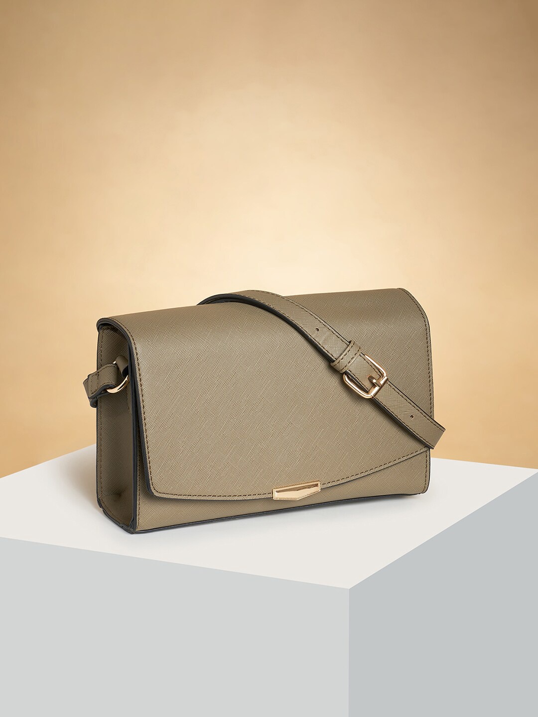 

Forever Glam by Pantaloons PU Structured Small Sling Bag, Khaki