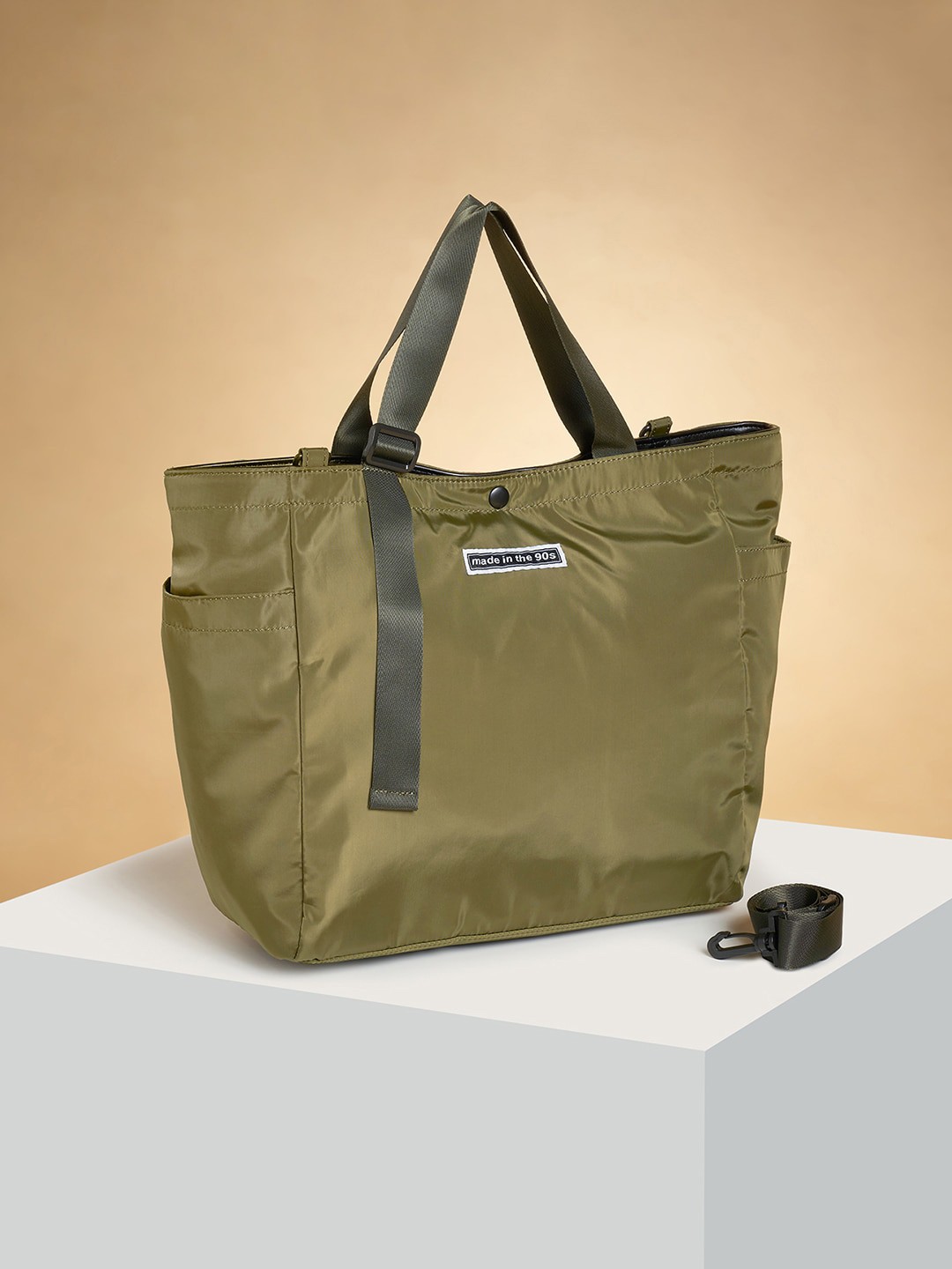 

Forever Glam by Pantaloons Shopper Handheld Bag with Bow Detail, Olive