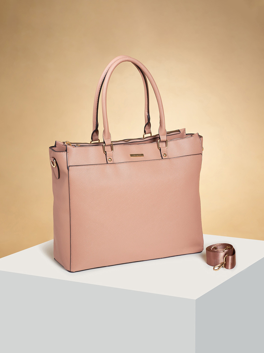 

Forever Glam by Pantaloons Oversized Structured Shoulder Bag, Beige