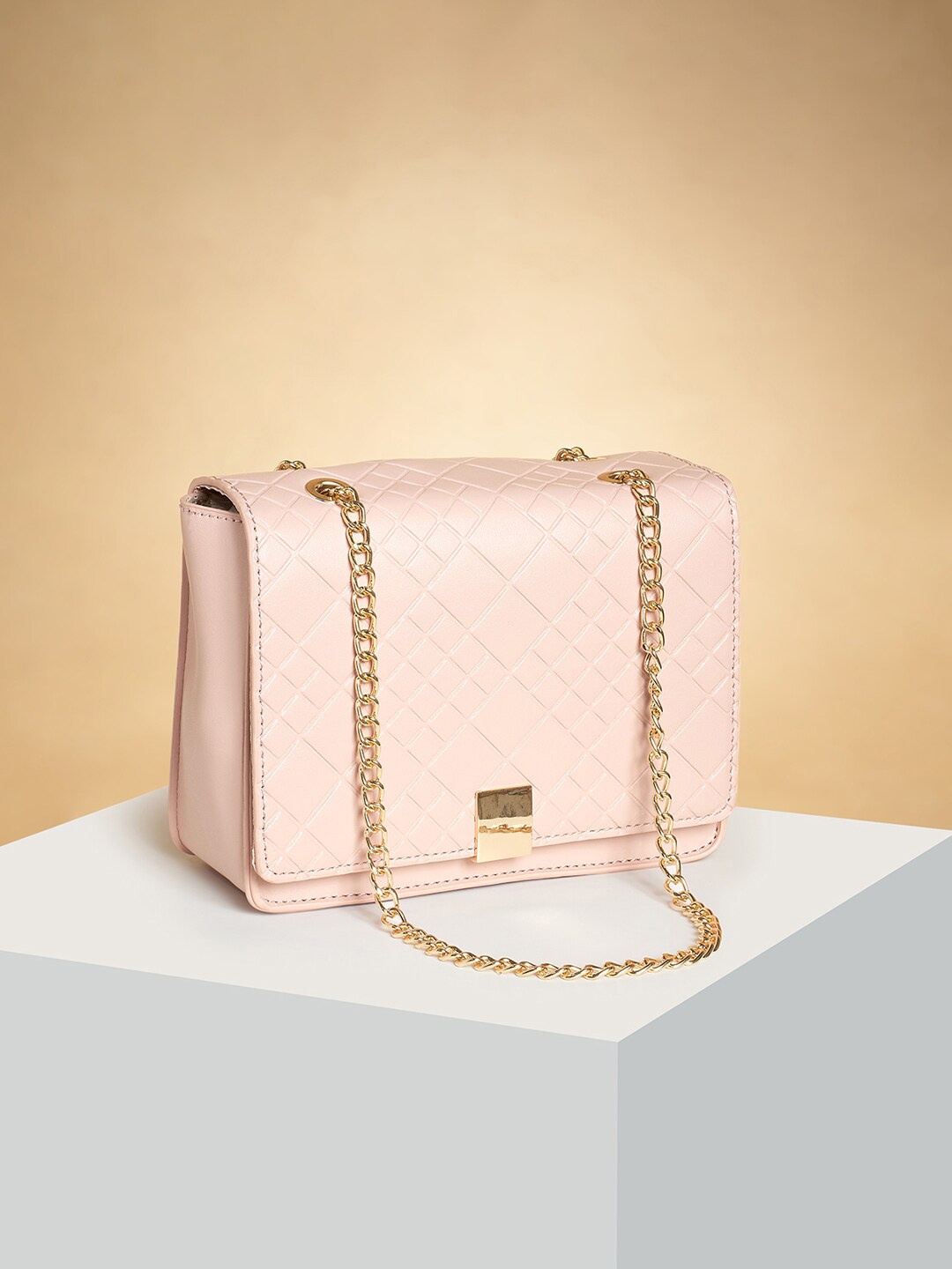 

Forever Glam by Pantaloons Textured Structured Sling Bag, Pink