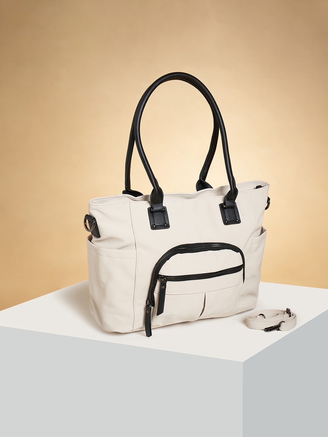 

Forever Glam by Pantaloons Oversized Structured Shoulder Bag, Off white