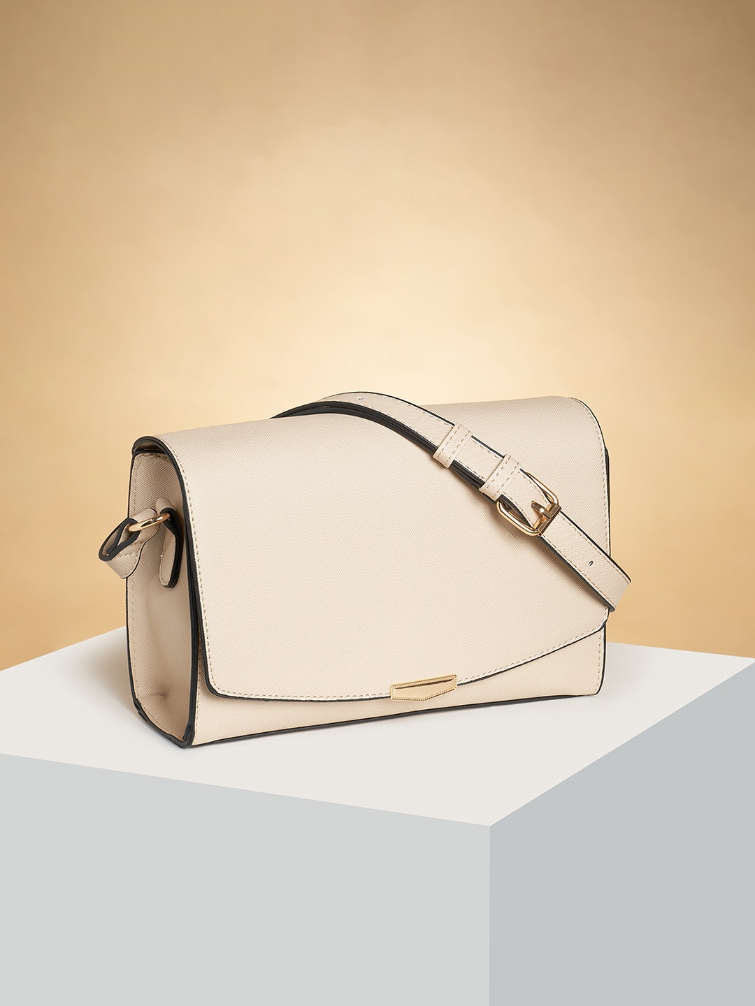 

Forever Glam by Pantaloons Structured Sling Bag, Beige