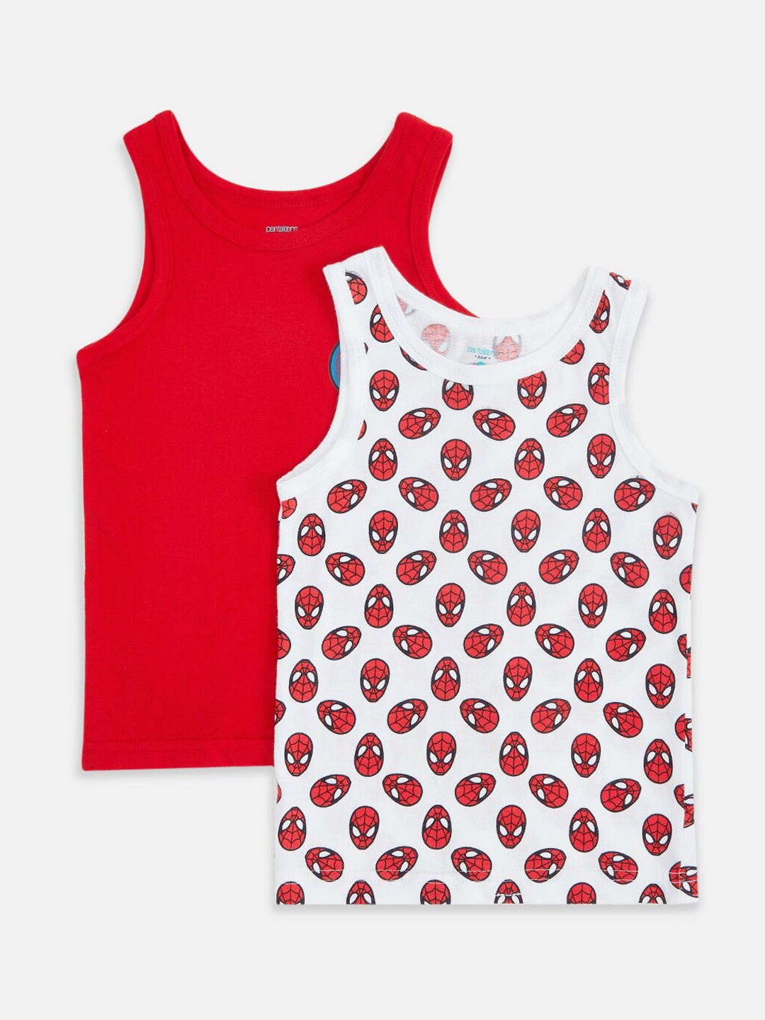

Pantaloons Junior Boys Pack Of 2 Printed Cotton Innerwear Vests, Red