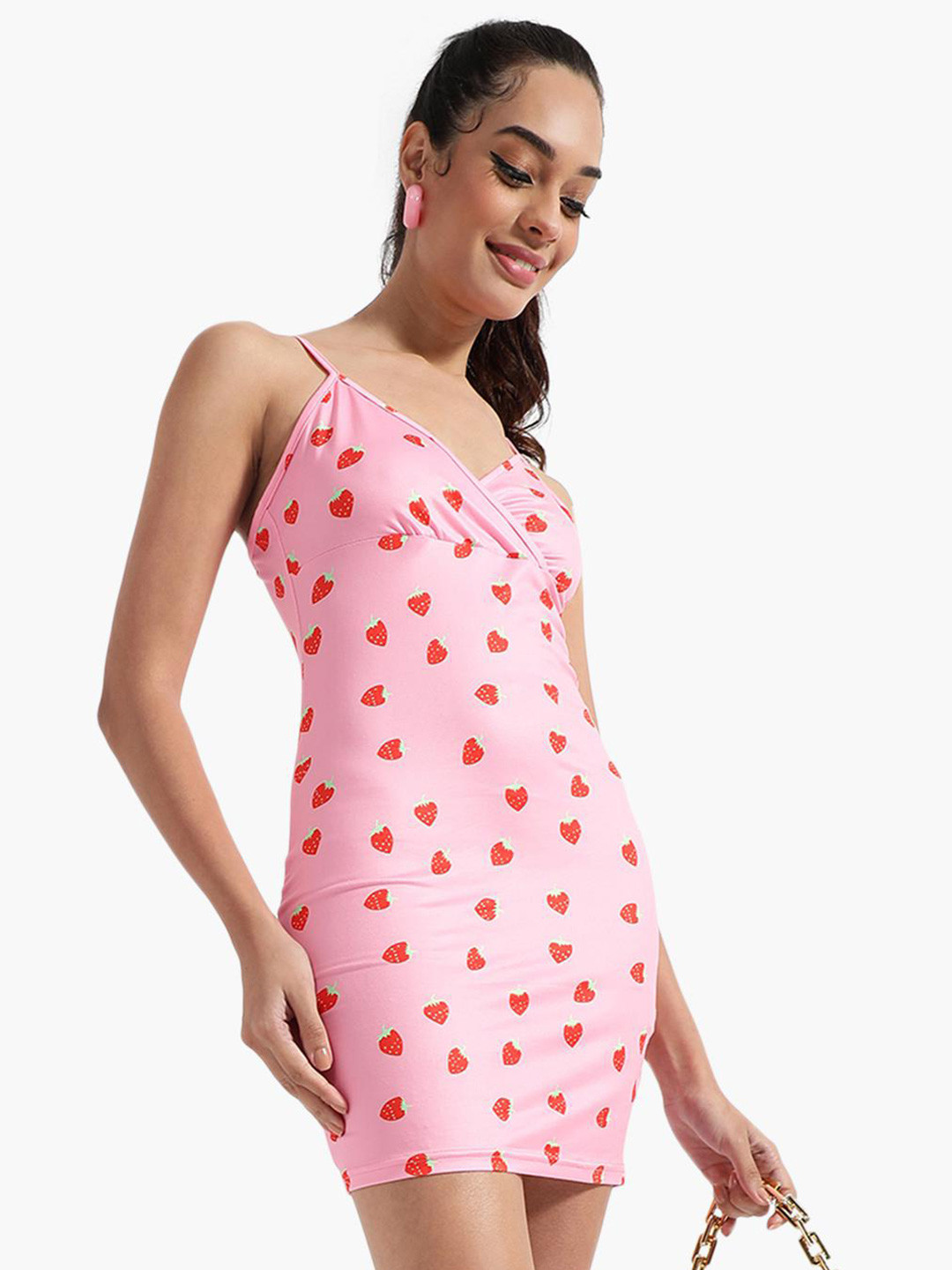 

Virgio Conversational Printed Shoulder Straps Sheath Dress, Pink