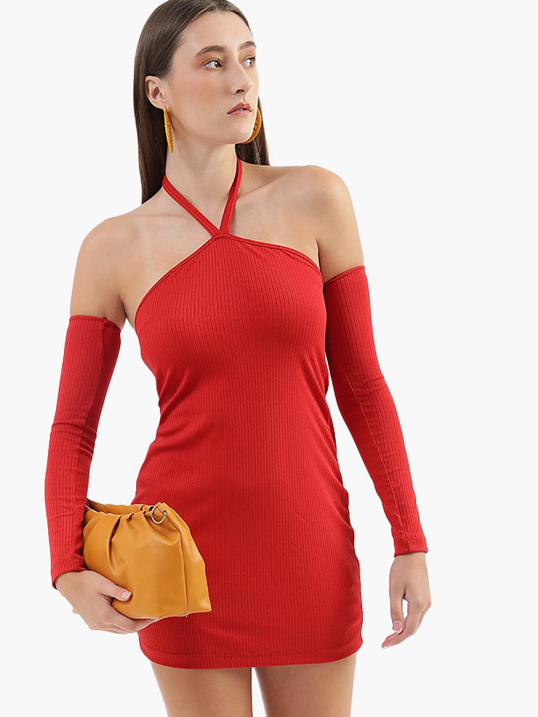 

Virgio Halter Neck Bodycon Dress, Red