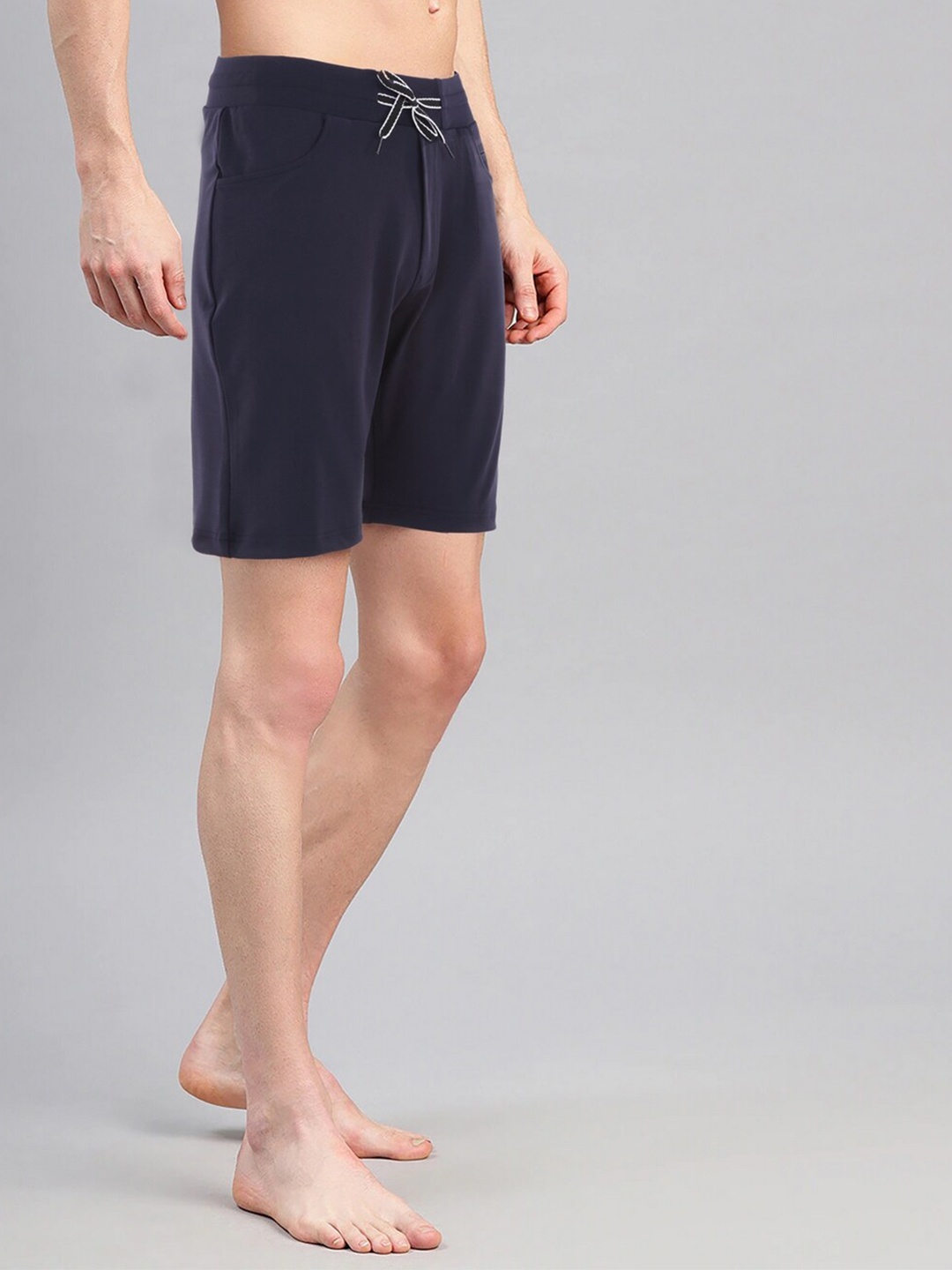 

AVOLT Men Mid Rise Slim Fit Cotton Shorts, Navy blue