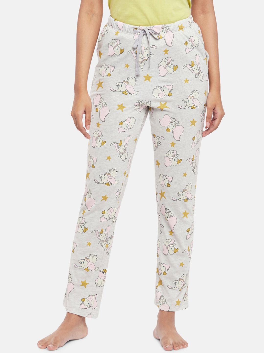 

Dreamz by Pantaloons Printed Cotton Lounge Pants, Grey melange