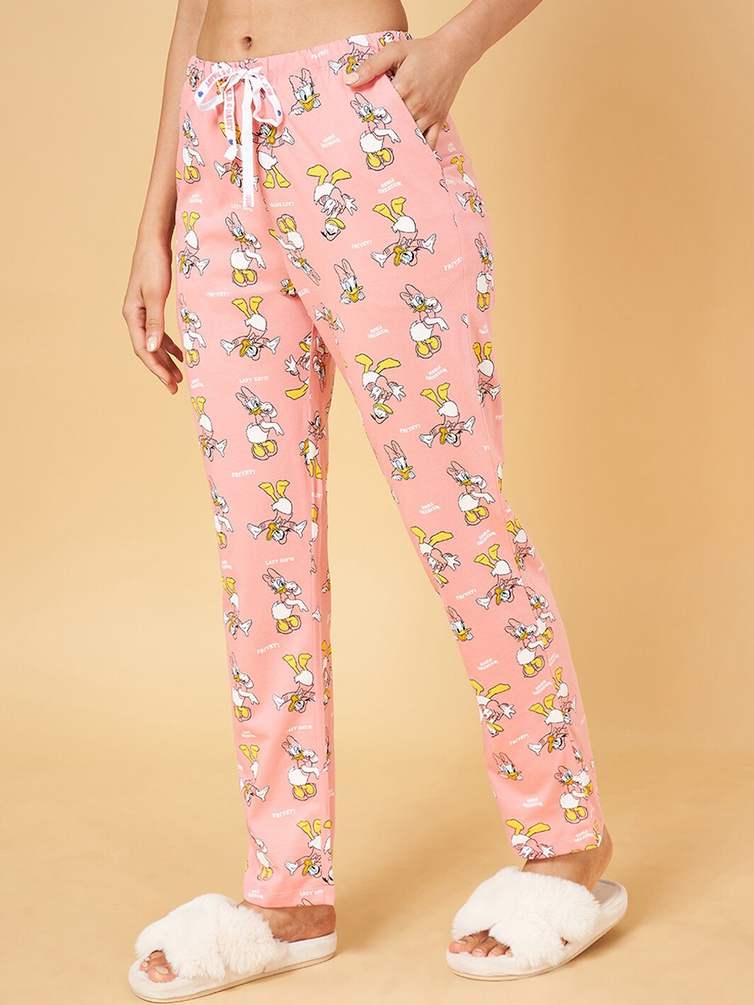 

Dreamz by Pantaloons Printed Cotton Lounge Pants, Pink