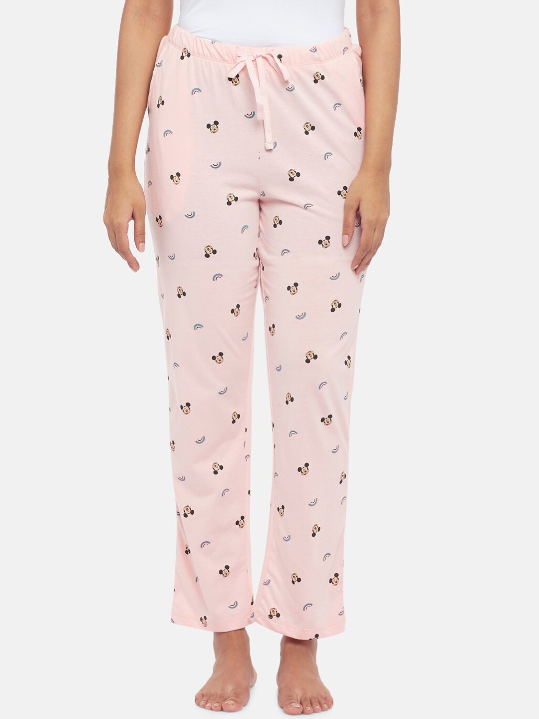 

Dreamz by Pantaloons Mickey & Minnie Printed Cotton Lounge Pants, Pink