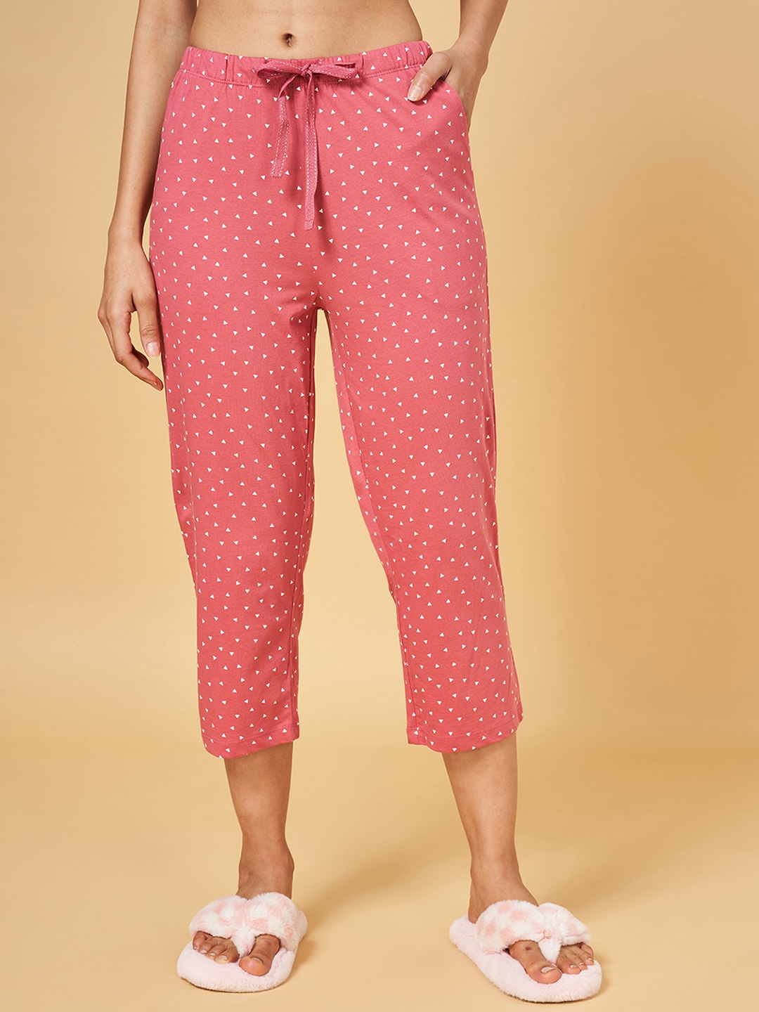 

Dreamz by Pantaloons Printed Cotton Lounge Pants, Pink