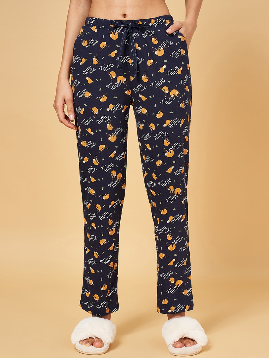 

Dreamz by Pantaloons Printed Cotton Lounge Pants, Navy blue