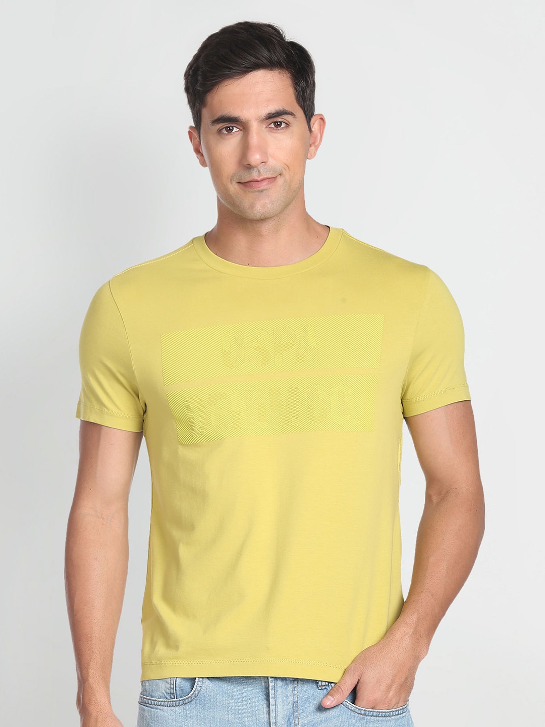 

U.S. Polo Assn. Denim Co. Typography Printed Pure Cotton Slim Fit T-Shirt, Grey