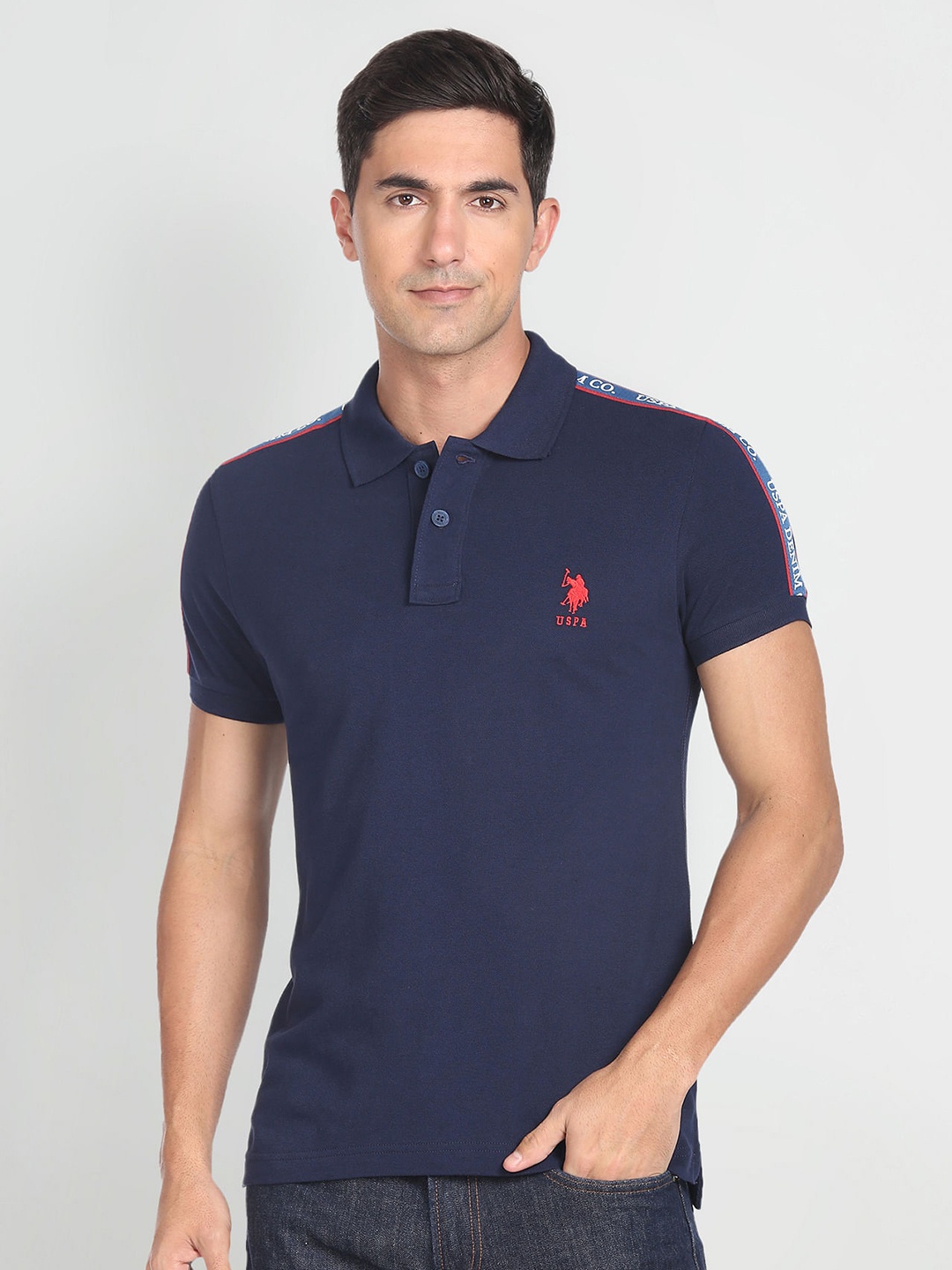 

U.S. Polo Assn. Denim Co. Typography Printed Pure Cotton T-Shirt, Blue