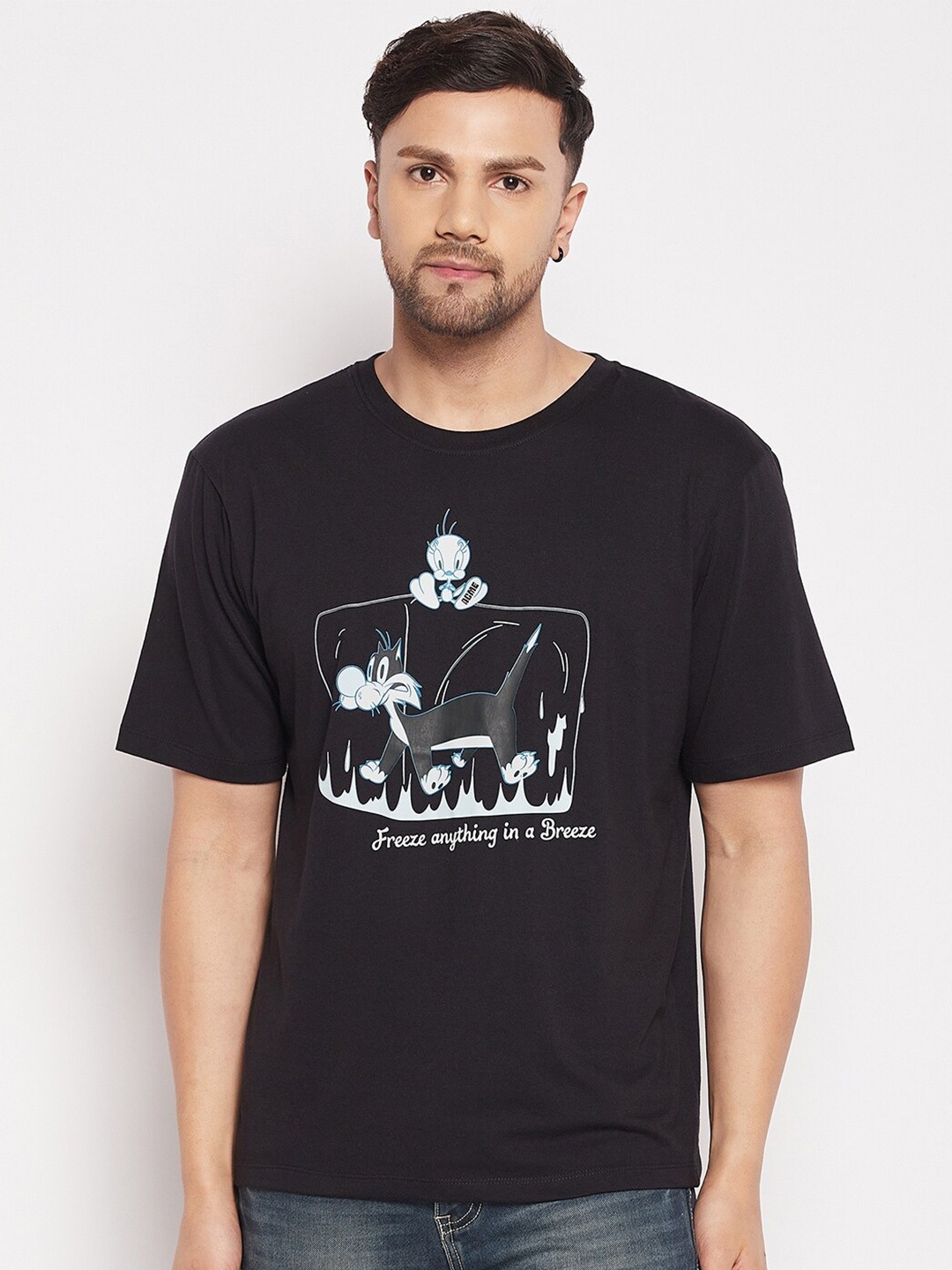 

Wear Your Mind Tweety Printed Pure Cotton T-shirt, Black