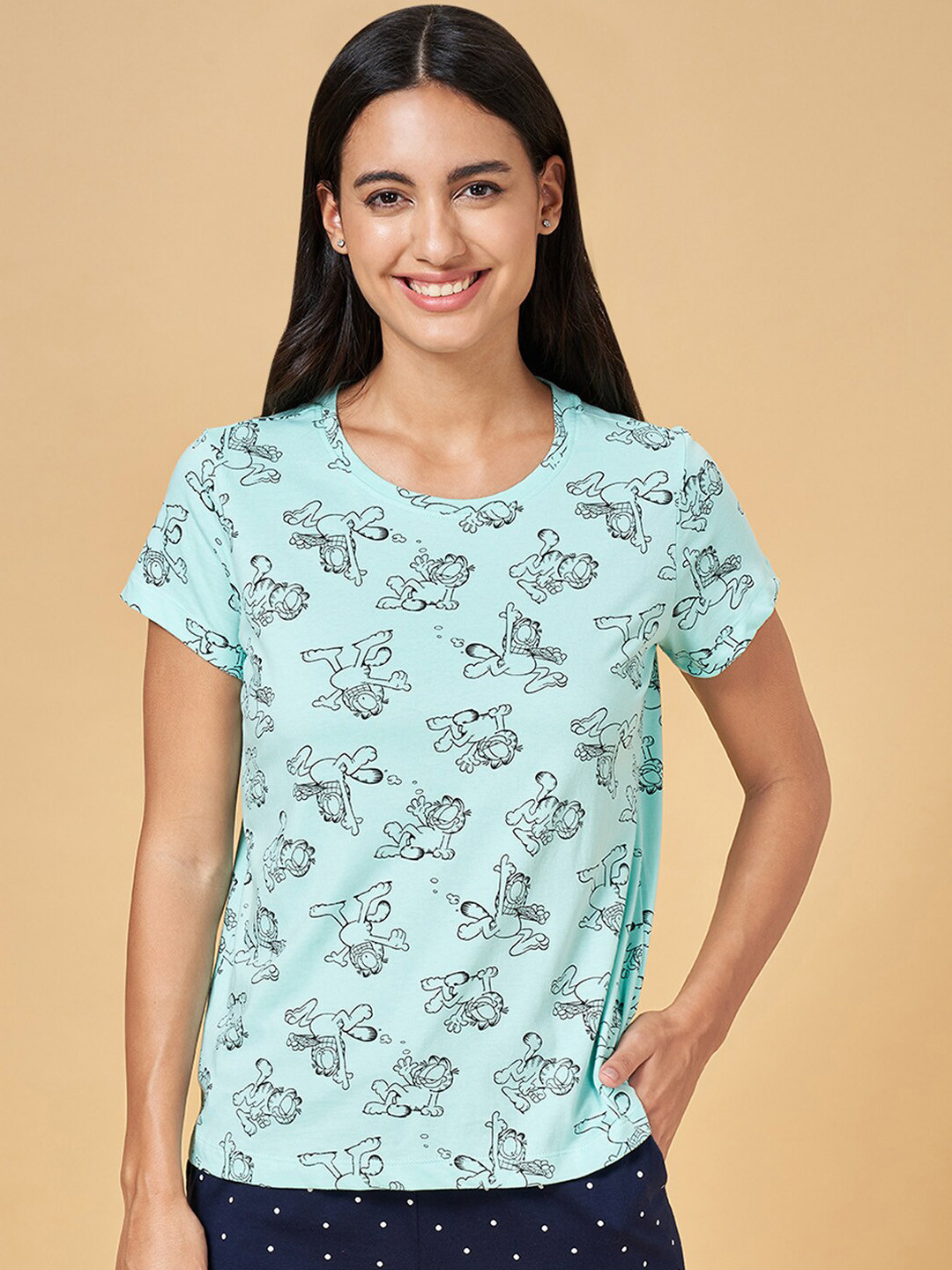 

Dreamz by Pantaloons Printed Cotton Lounge T-Shirts, Blue