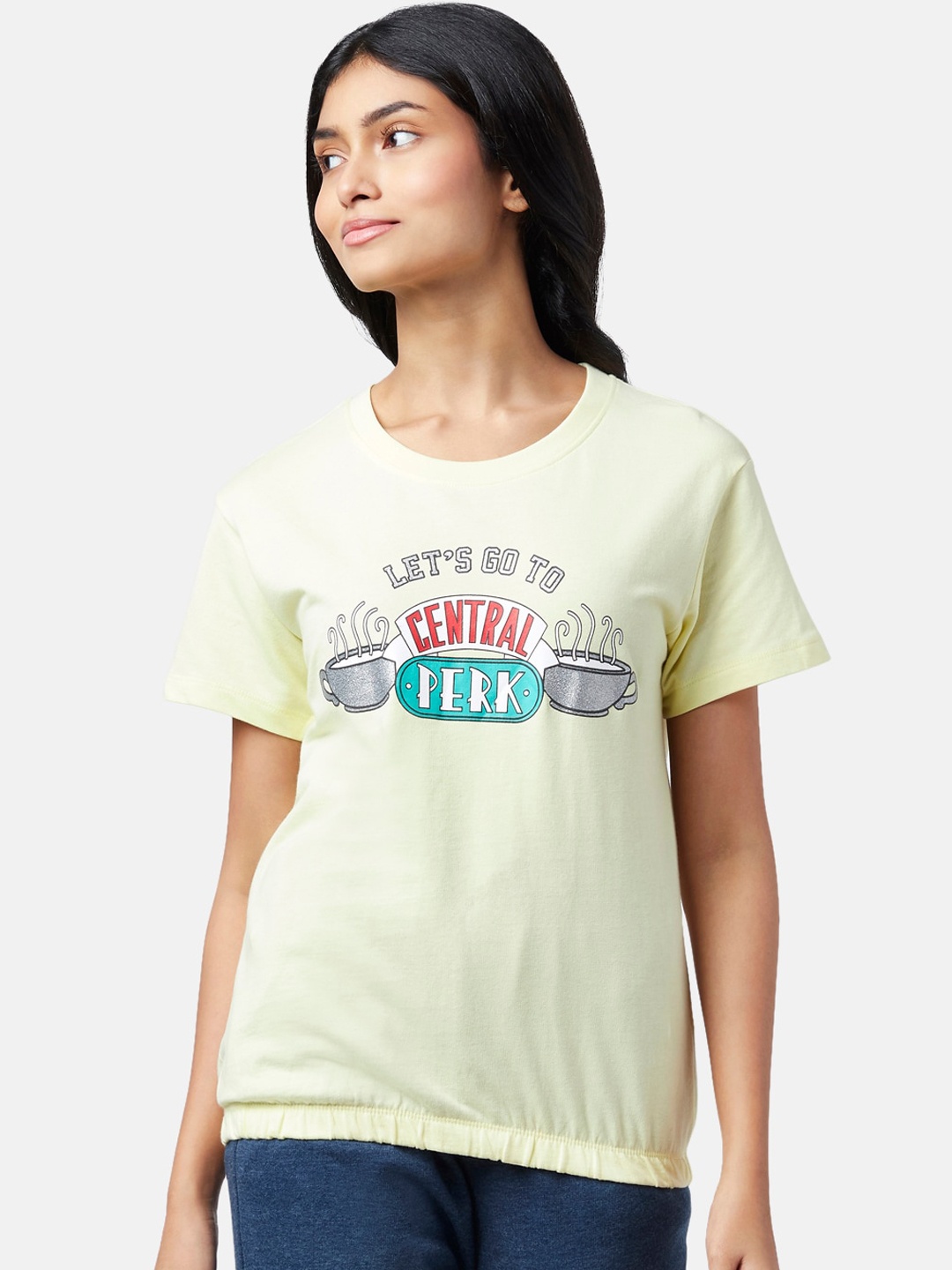 

Dreamz by Pantaloons Printed Cotton Lounge T-Shirts, Yellow