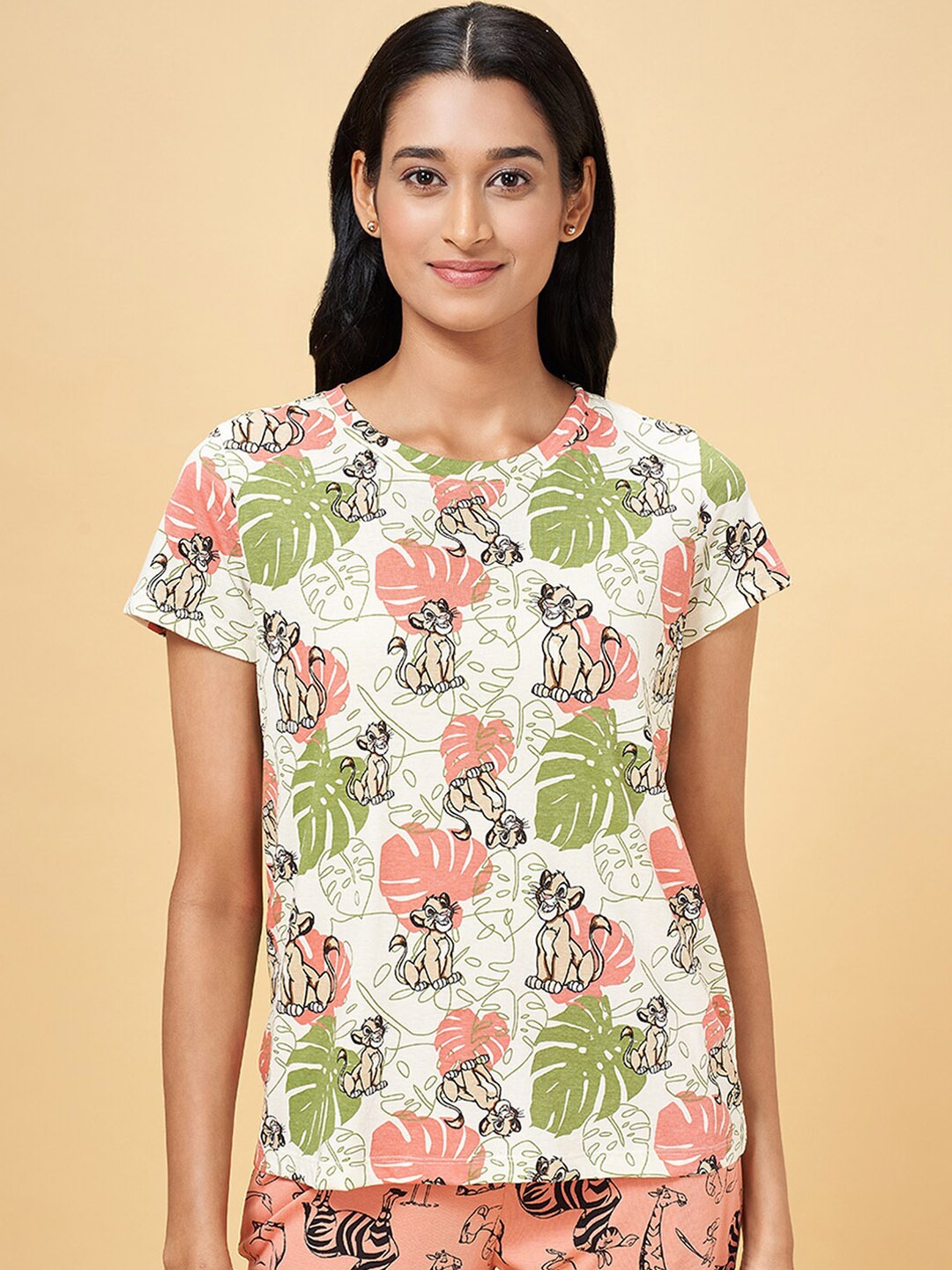 

Dreamz by Pantaloons Printed Cotton Lounge T-Shirts, Off white