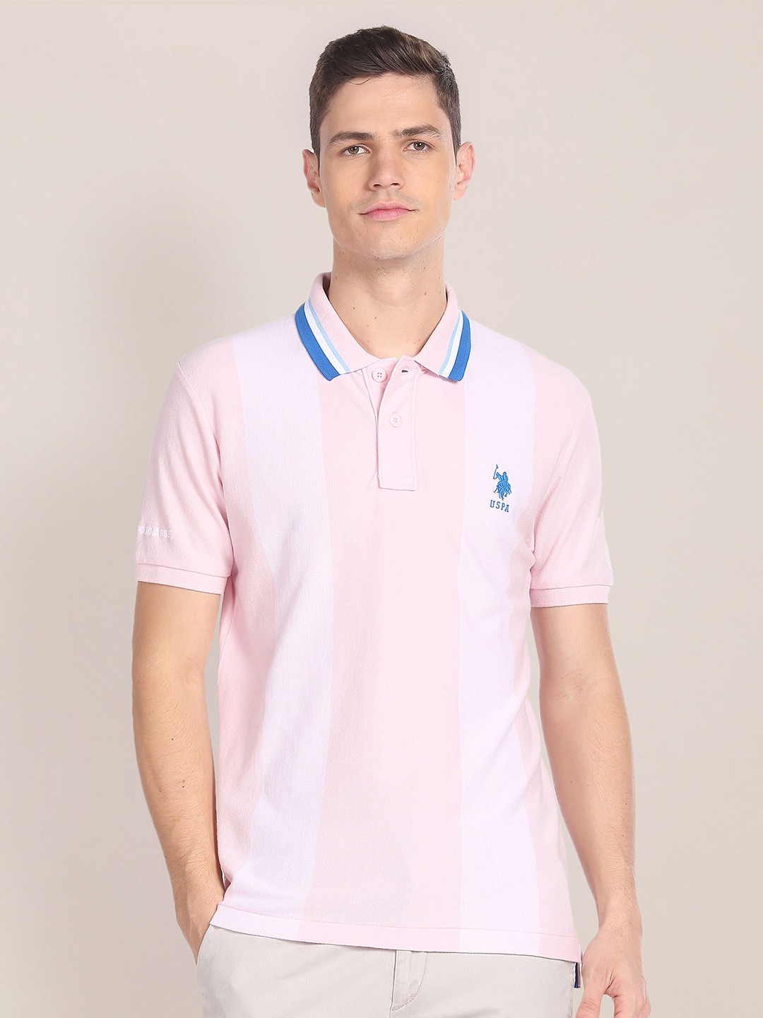 

U.S. Polo Assn. Polo Collar Pure Cotton T-shirt, Pink