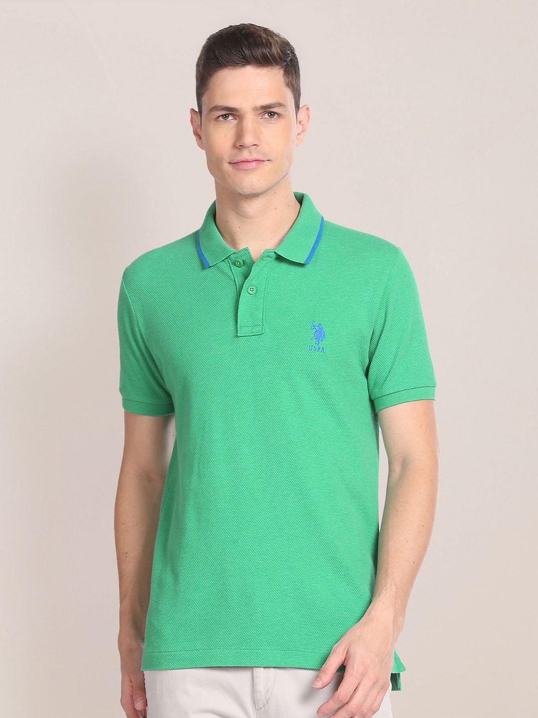 

U.S. Polo Assn. Polo Collar Pure Cotton Regular T-shirt, Green