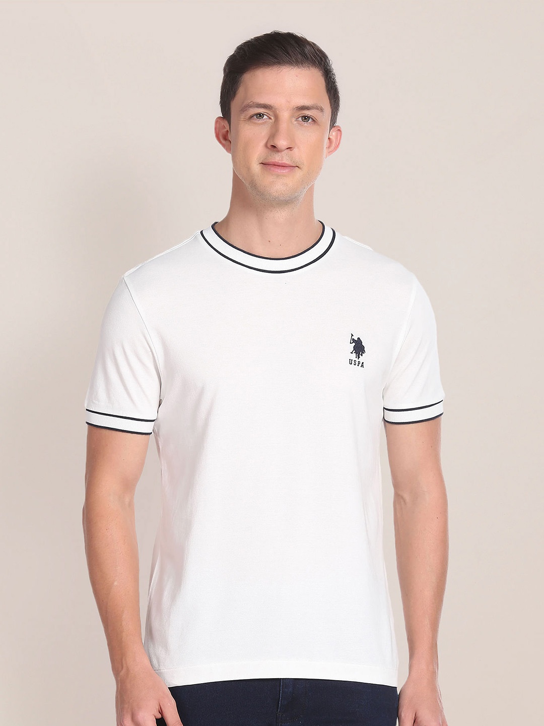 

U.S. Polo Assn. Typography Printed Slim Fit Pure Cotton T-shirt, White