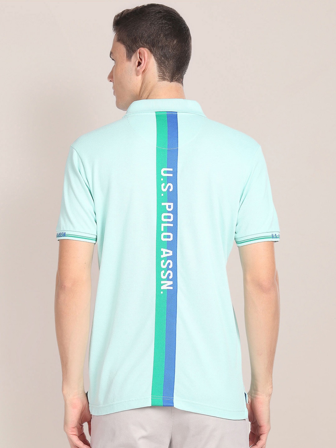 

U.S. Polo Assn. Striped Polo Collar Pure Cotton T-Shirt, Orange