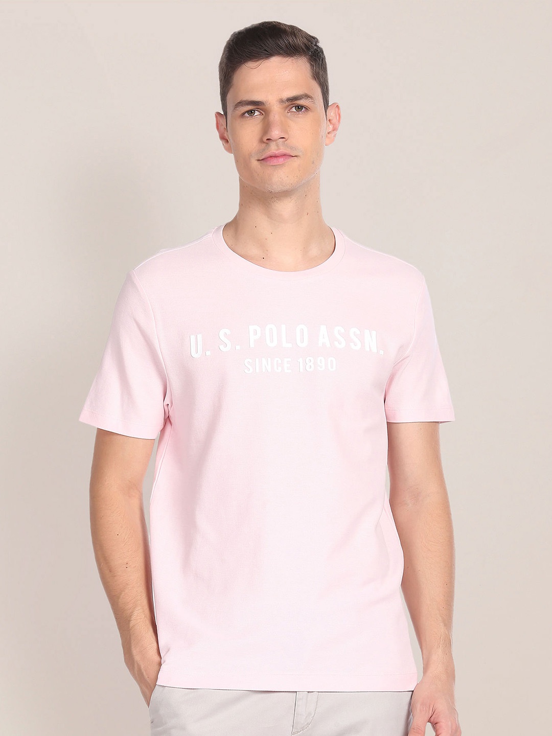 

U.S. Polo Assn. Typography Printed Slim Fit Pure Cotton T-Shirt, Red