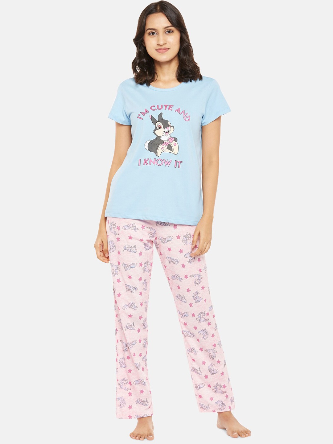 

Dreamz by Pantaloons Nirvana Graphic Printed Pure Cotton Night Suit, Blue
