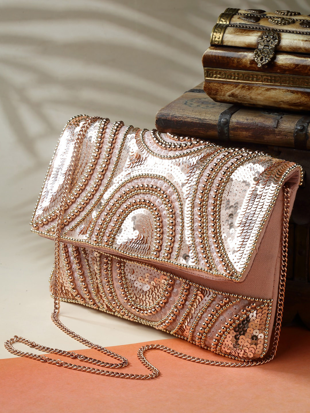 

Anekaant Embellished Structured Sling Bag, Pink