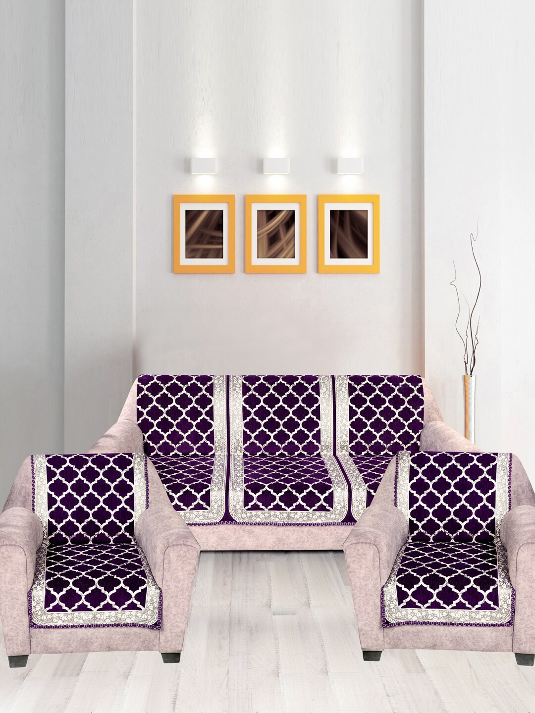 

Nendle Violet Damask Printed Velvet 5 Seater Sofa Covers