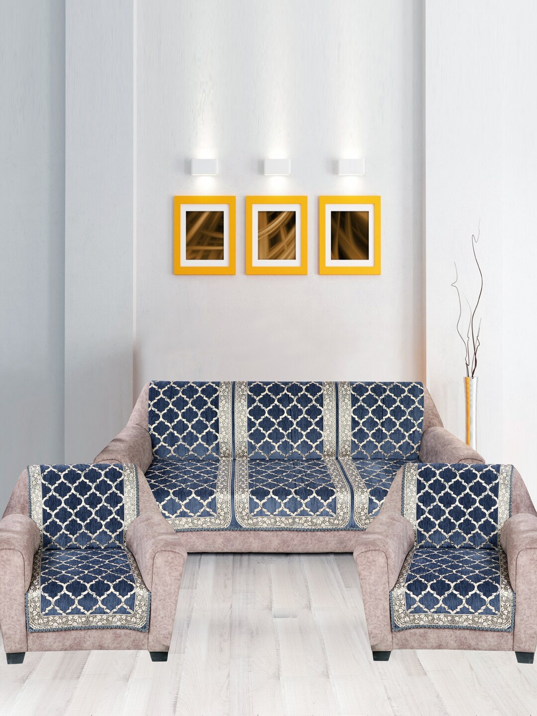 

Nendle Grey Damask Printed Velvet 5 Seater Sofa Covers