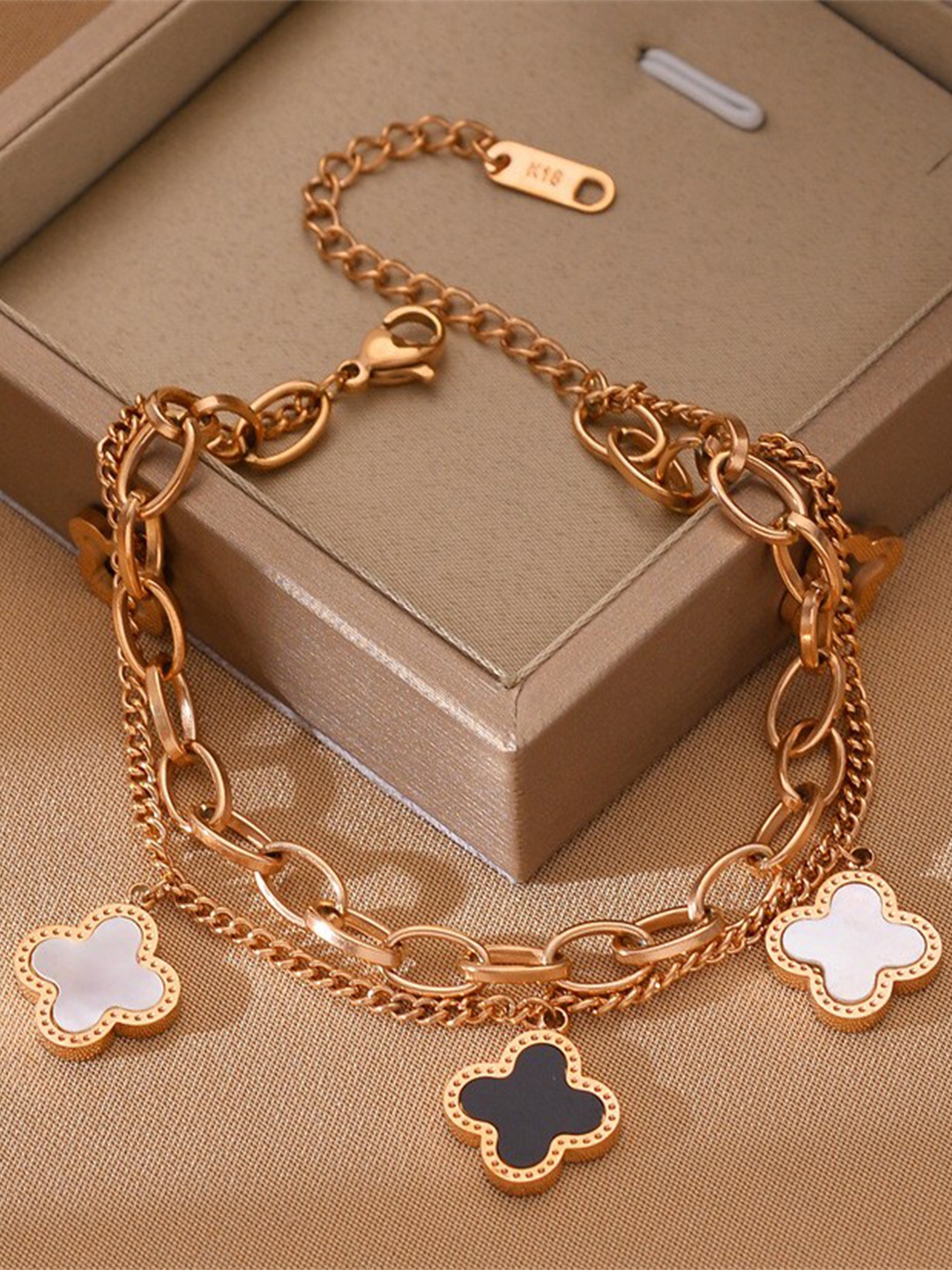 

MYKI Rose Gold Plated Stainless Steel Charm Bracelet