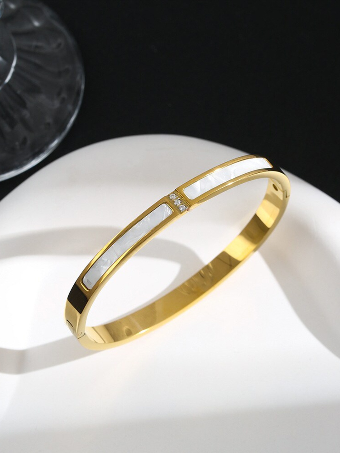 

MYKI Gold Plated Cubic Zirconia Kada Bracelet