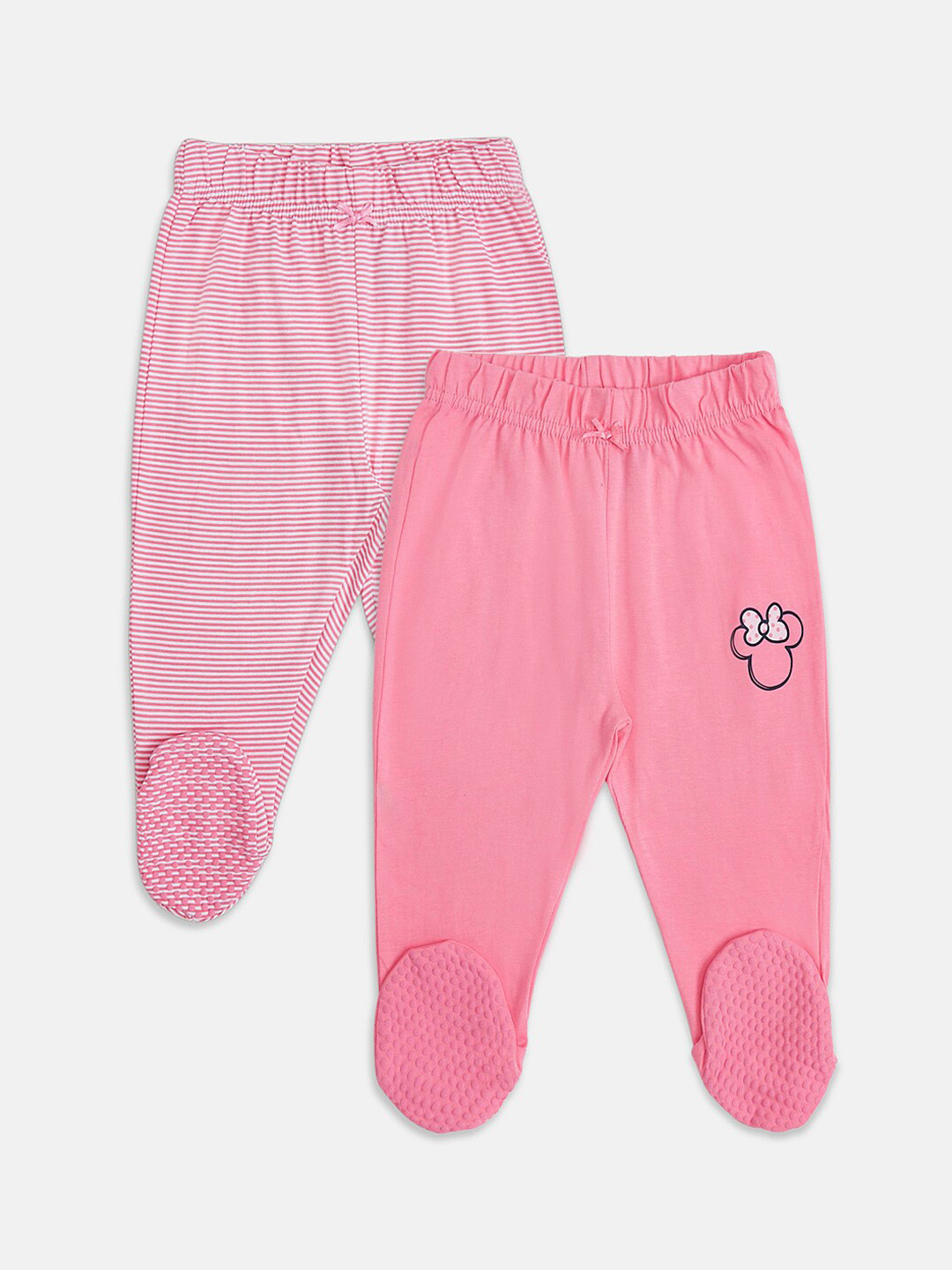 

Pantaloons Baby Infant Girls Pack Of 2 Printed Cotton Pyjamas With Attached Botties, Pink