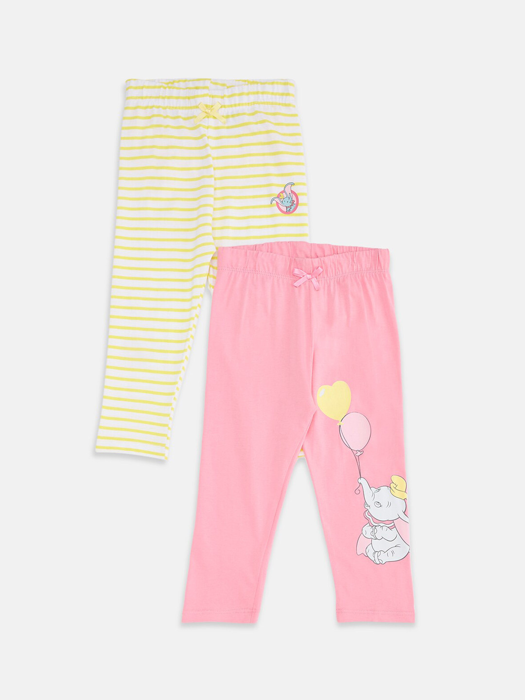 

Pantaloons Baby Infant Girls Pack of 2 Printed Cotton Straight Lounge Pants, Yellow