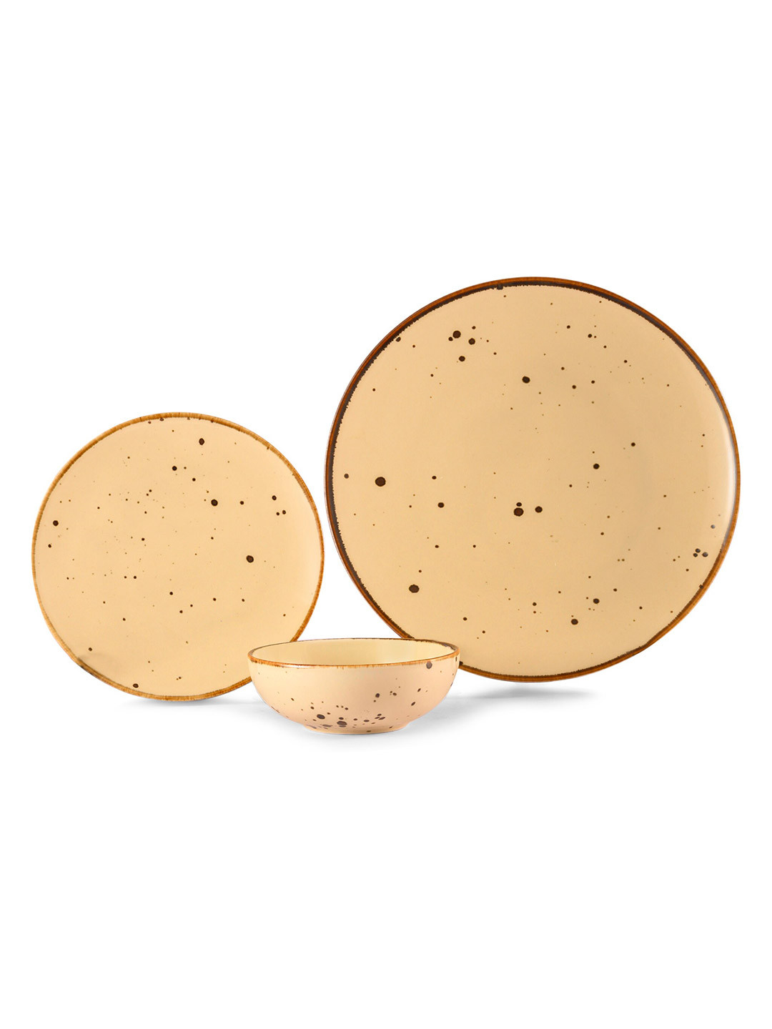 

Hitkari Yellow 18 Pieces Printed Porcelain Matte Dinner Set